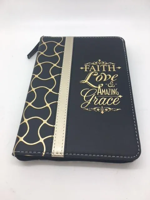 "Faith,Love & Amazing Grace" Zippered Journal with Scripture Passage Pages Teal-Green (Psalms 94:19)
