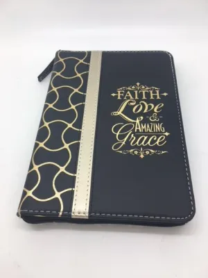 "Faith,Love & Amazing Grace" Zippered Journal with Scripture Passage Pages Teal-Green (Psalms 94:19)