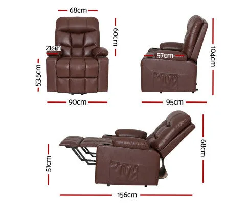 Recliner Chair Lift Assist Heated Massage Chair Leather Claude