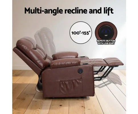 Recliner Chair Lift Assist Heated Massage Chair Leather Claude