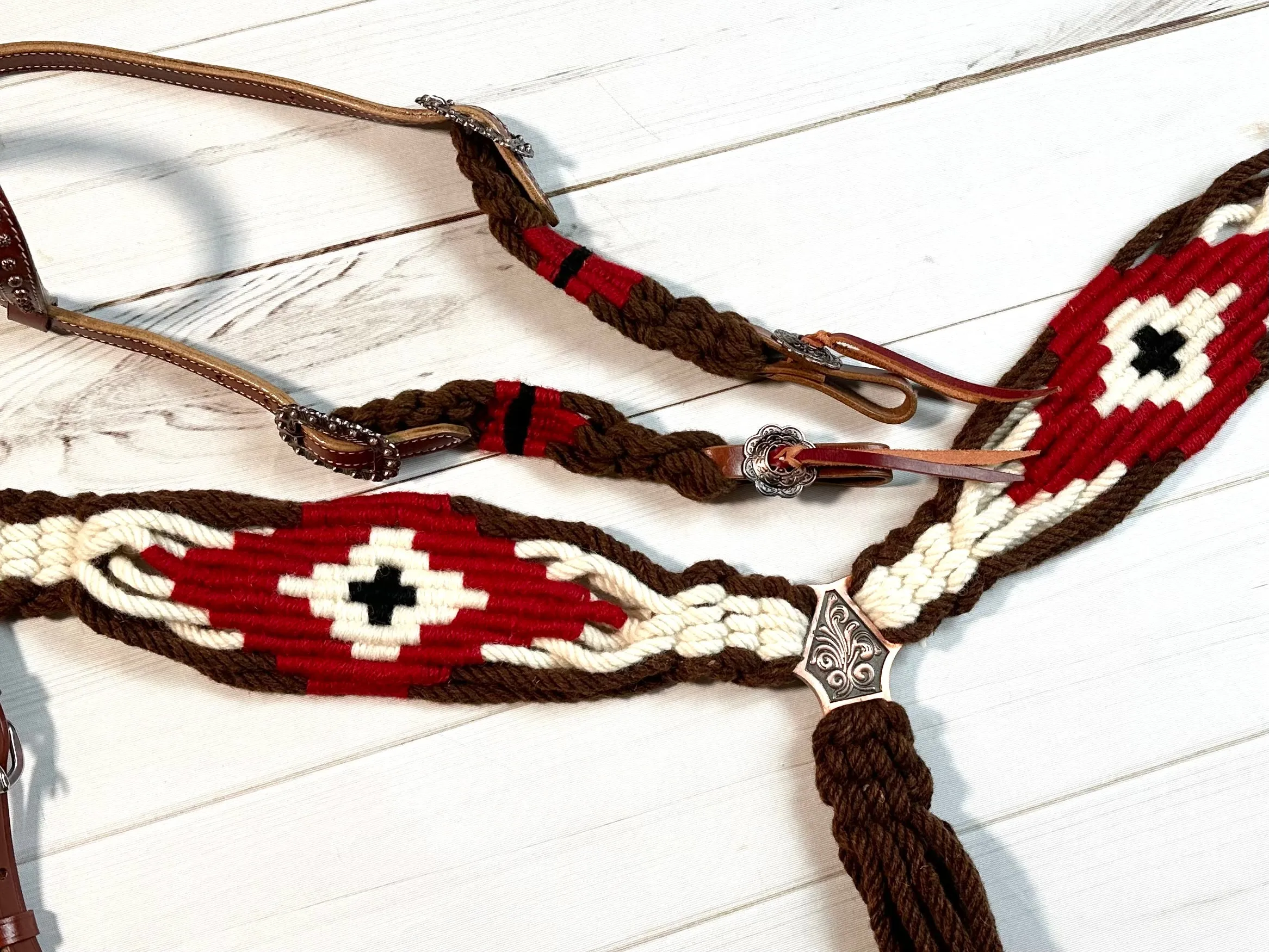 Red, Brown and Cream Corded Tack Set