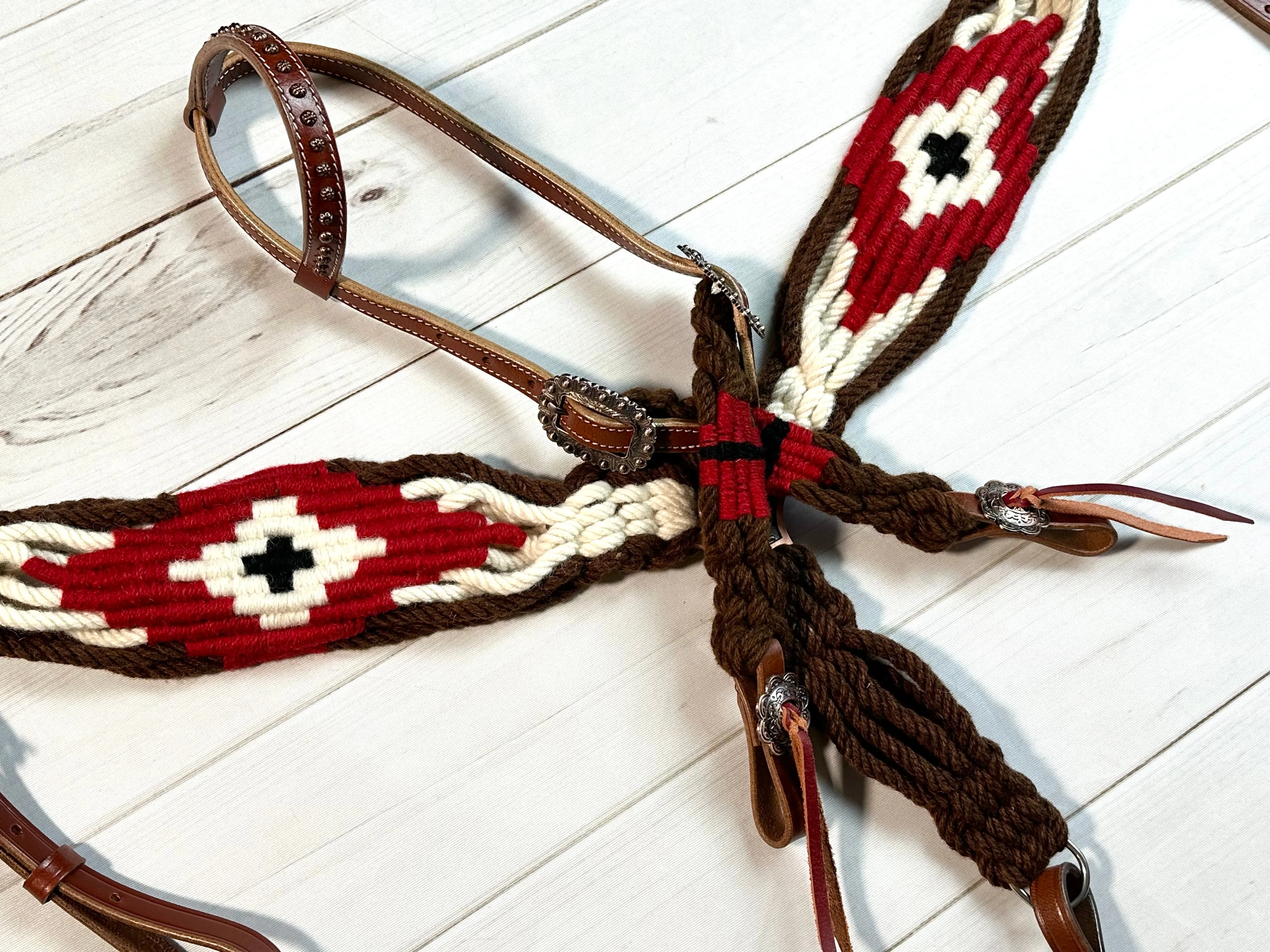 Red, Brown and Cream Corded Tack Set