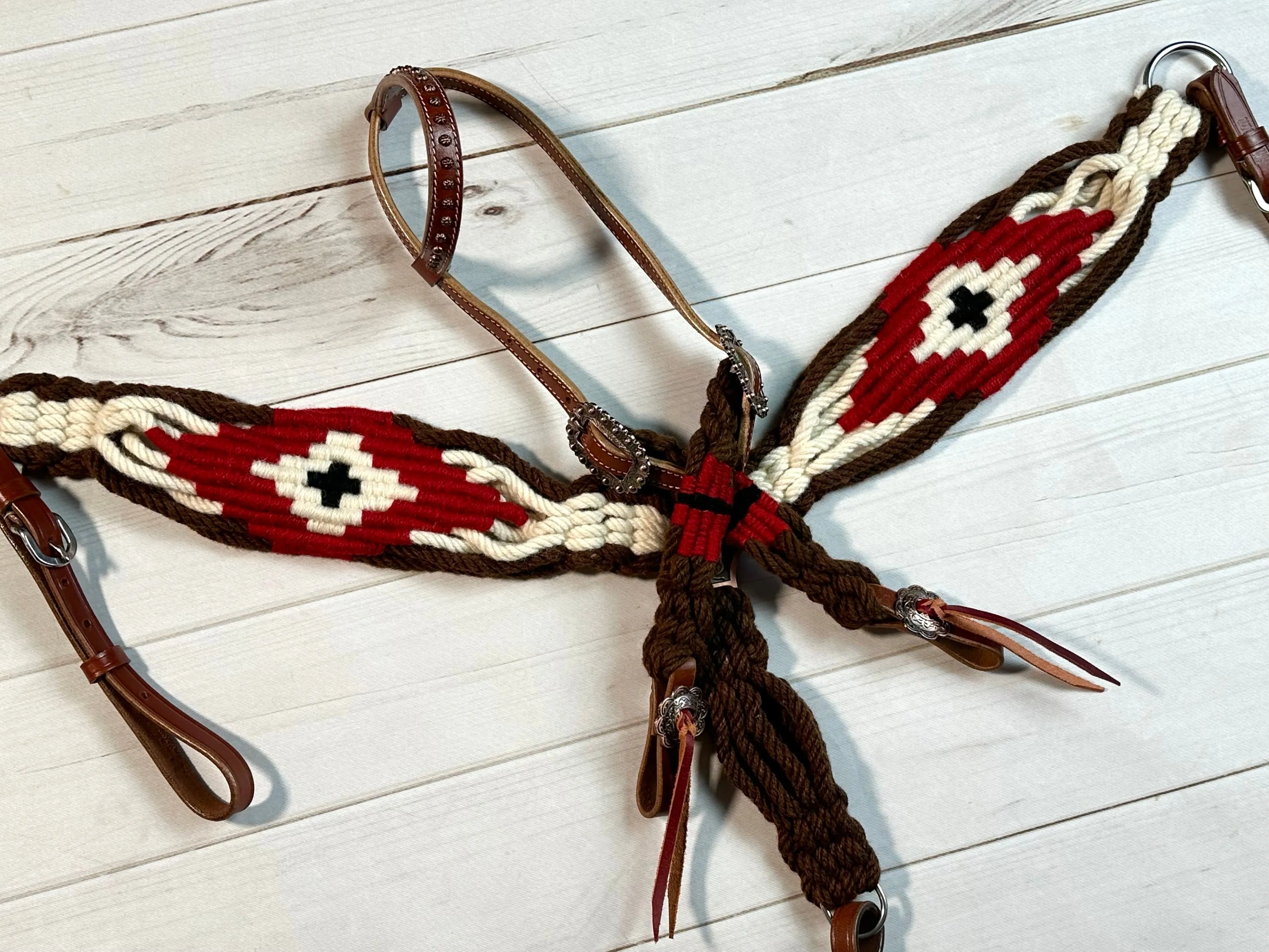 Red, Brown and Cream Corded Tack Set