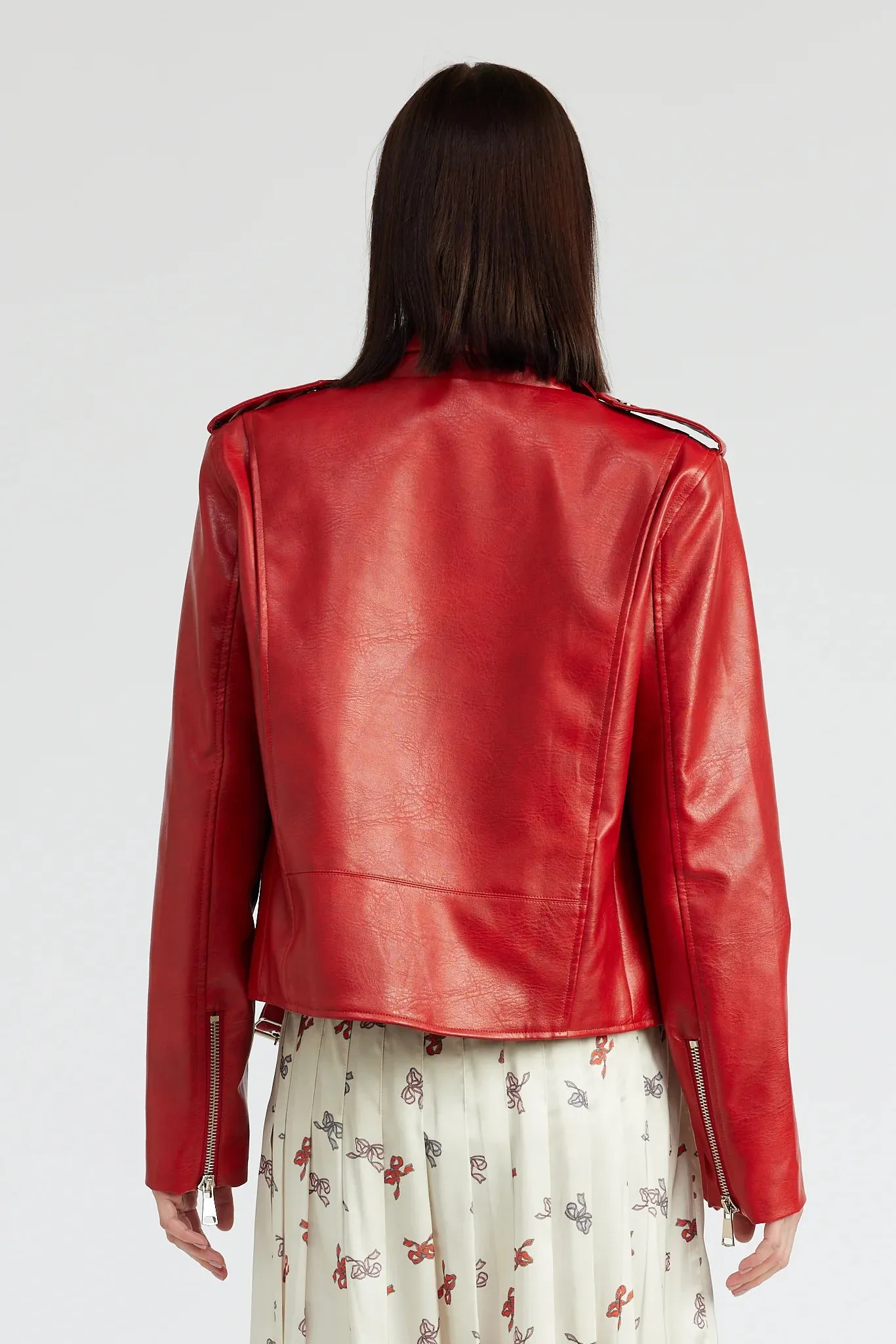 Red Leather Moto Jacket
