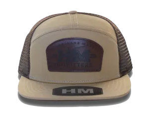 Red Leg Coffee Leather Buckle Patch 7 Panel Hat