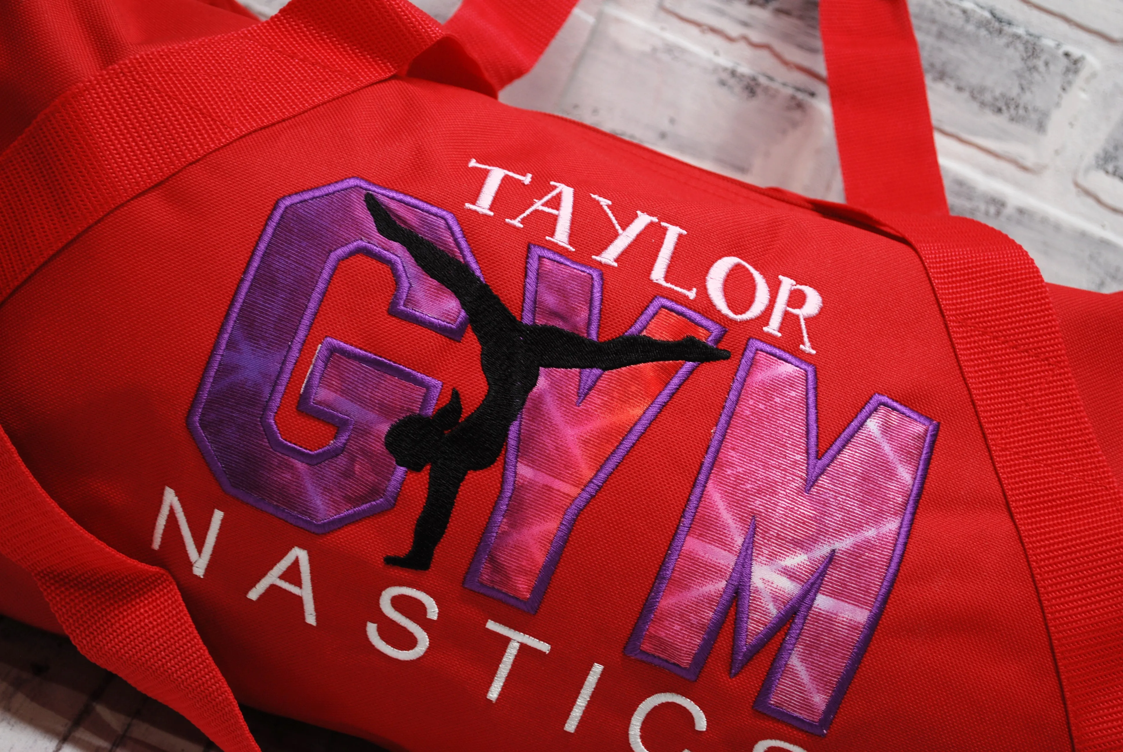 Red Purple Ombre Personalized Gymnastics Tote or Duffle Bag