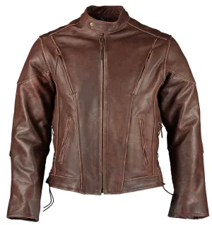 Retro Brown Cruiser Vented Biker Distressed Leather Jacket 3XL