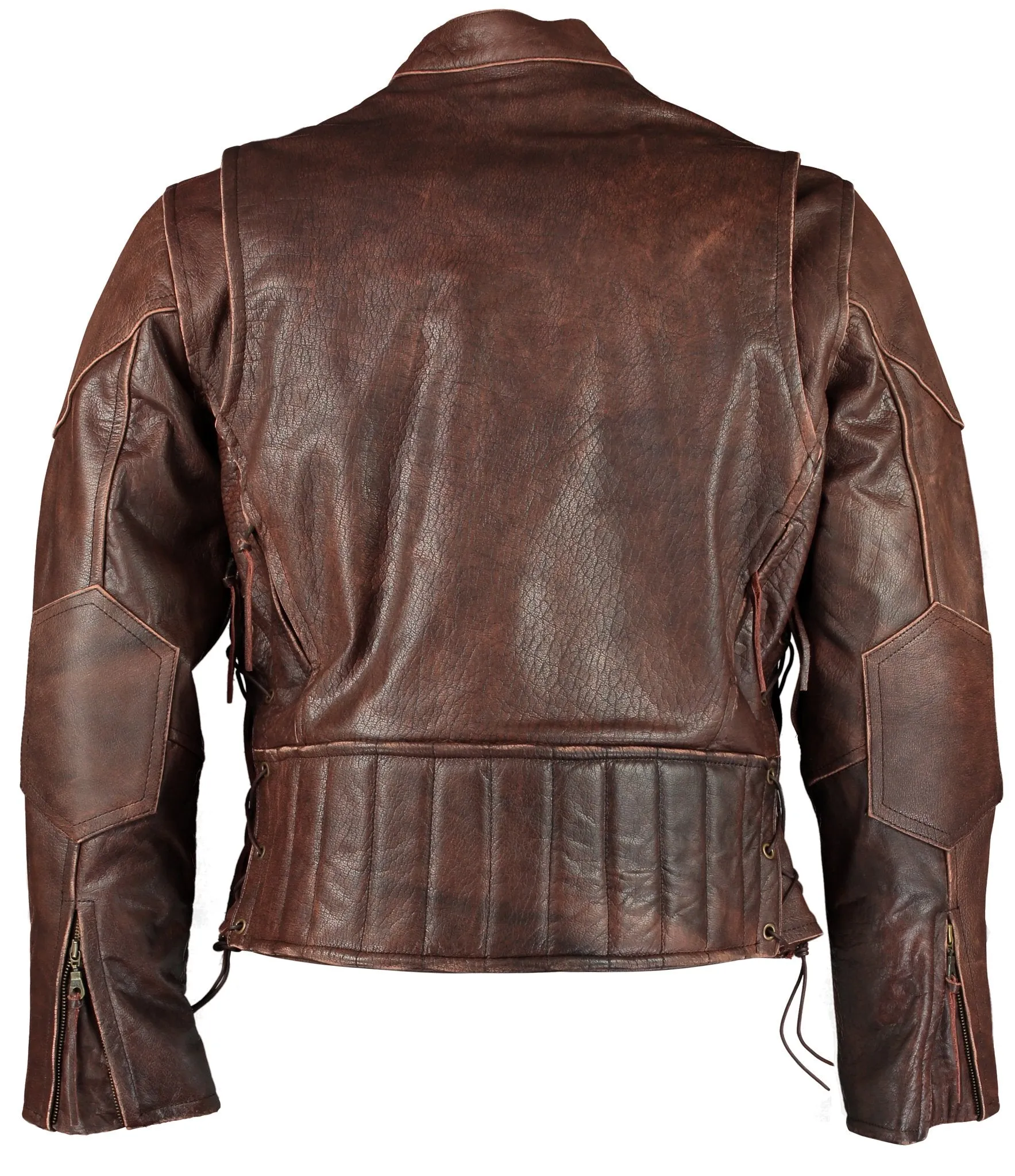 Retro Brown Cruiser Vented Biker Distressed Leather Jacket 3XL