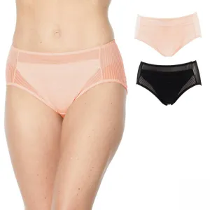 Rhonda Shear 2 Pack Women's Striped Mesh Brief Panties