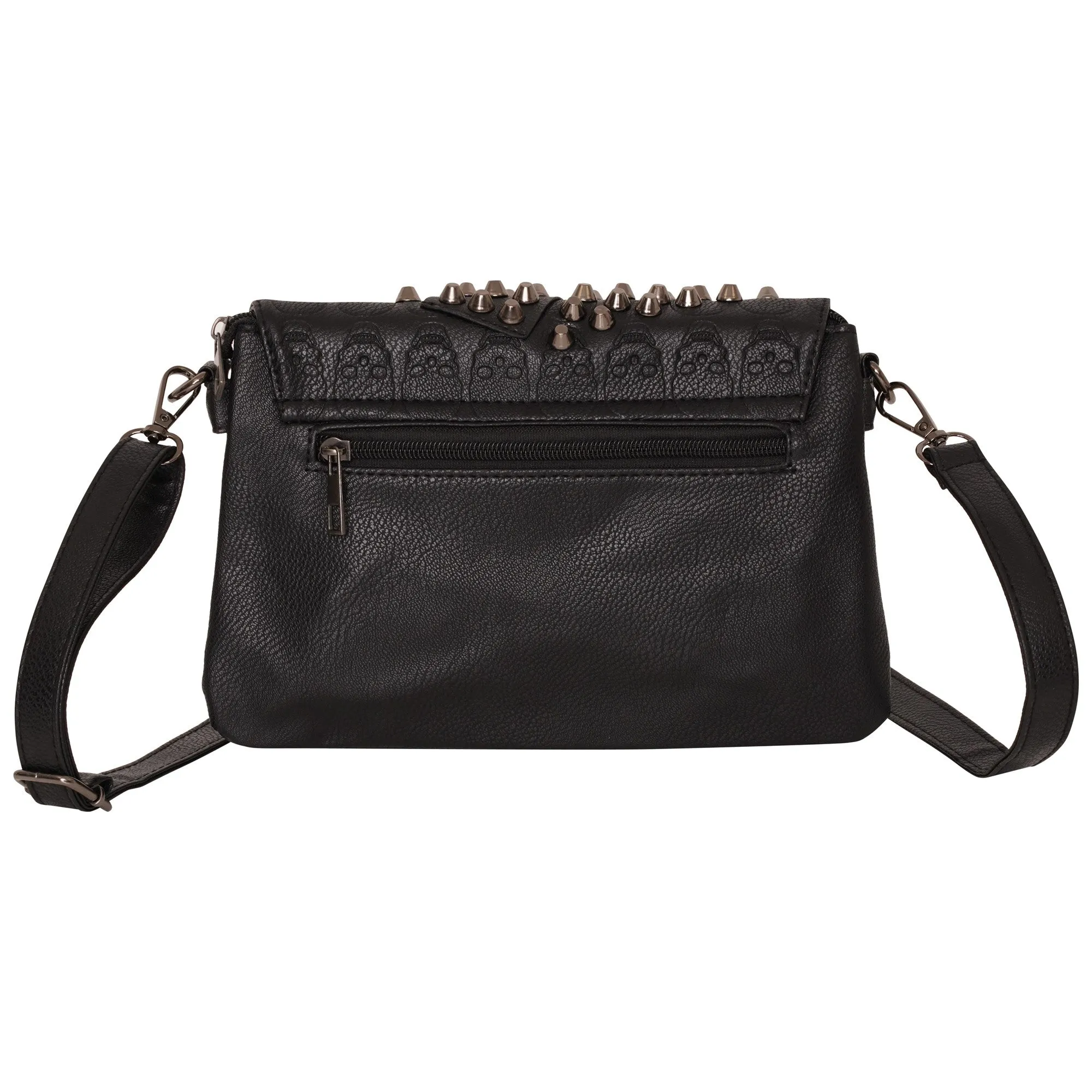 Ro Rox Ophelia Studded Faux Leather Crossbody Bag, Black, Skull