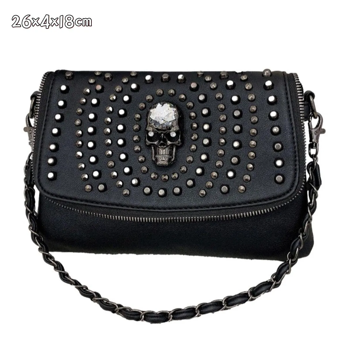 Ro Rox Skull Studded Small Crossbody Bag Chain Rivet Purse