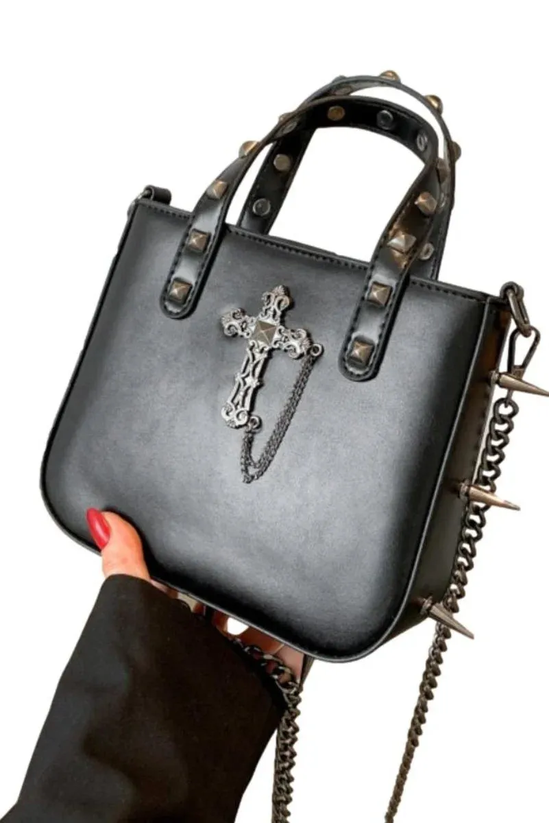 Ro Rox Spiked & Studded Cross Bag Gothic Punk Chain Handbag