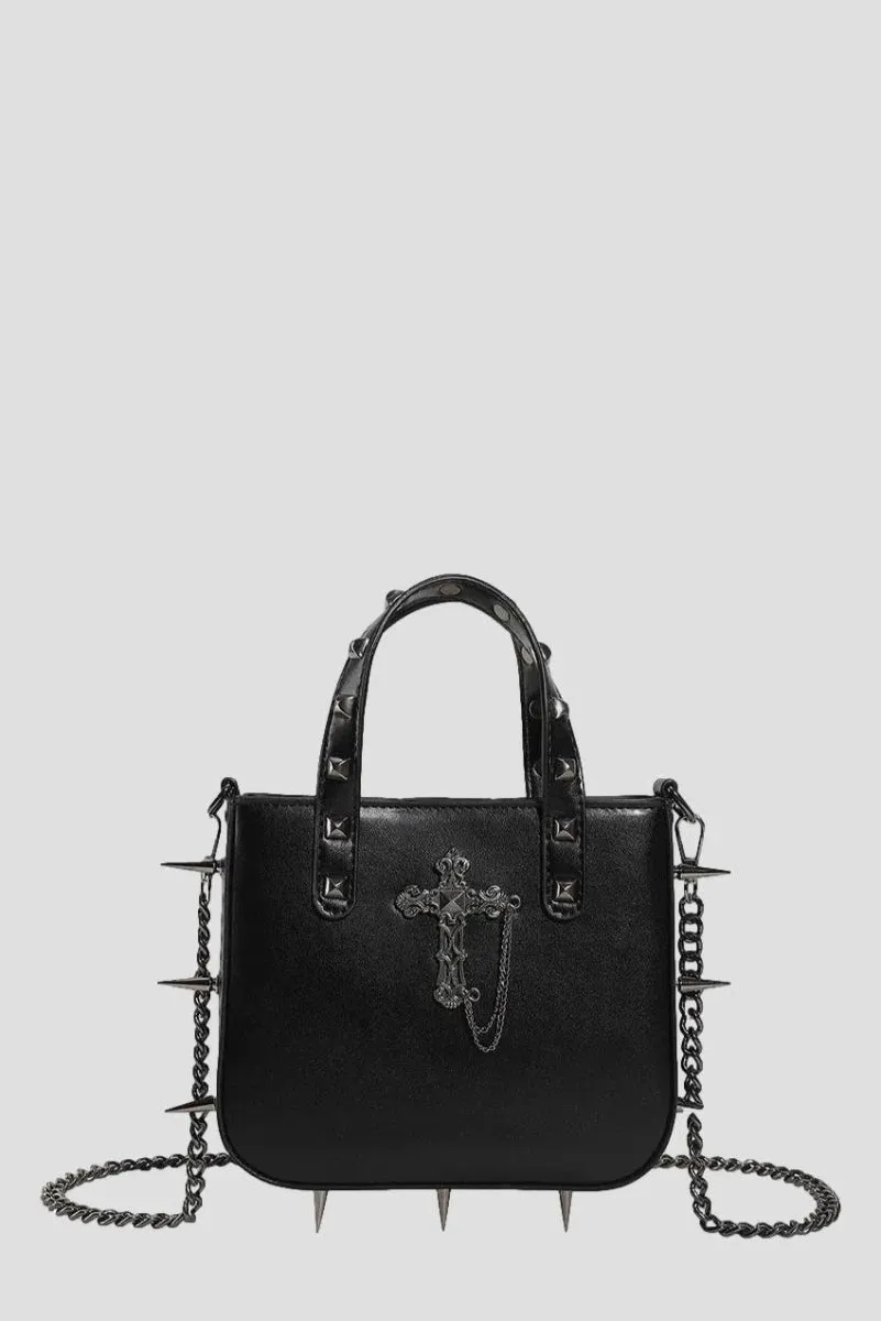 Ro Rox Spiked & Studded Cross Bag Gothic Punk Chain Handbag