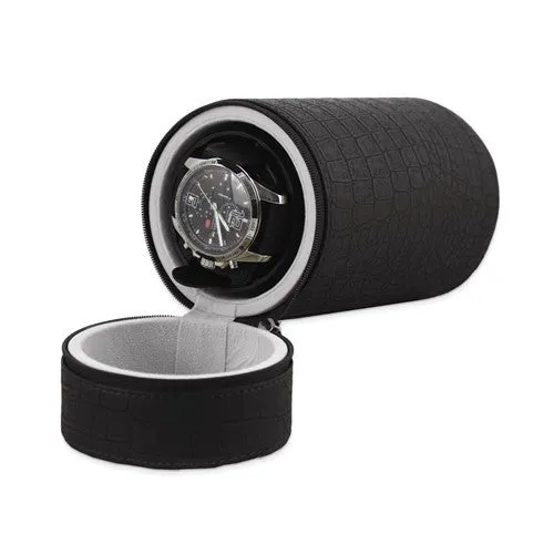 Rotations Black Crocodile Texture Faux Leather Travel Watch Winder