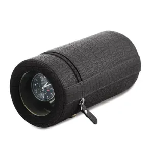 Rotations Black Crocodile Texture Faux Leather Travel Watch Winder