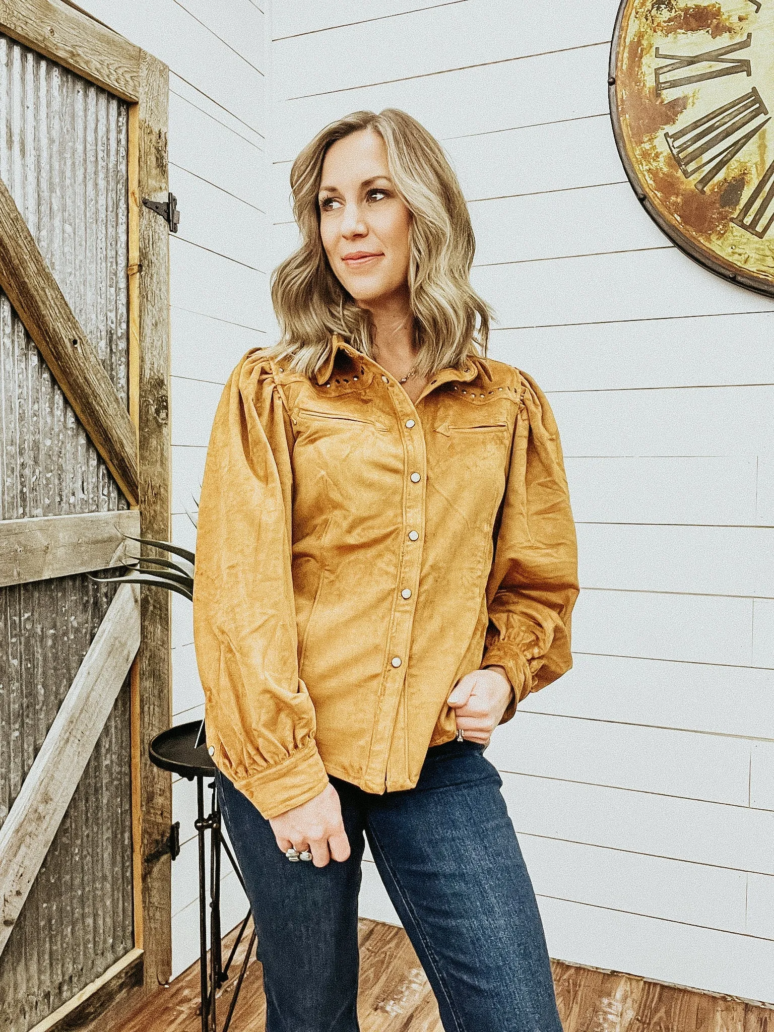 Rust Microsuede Snap Shirt