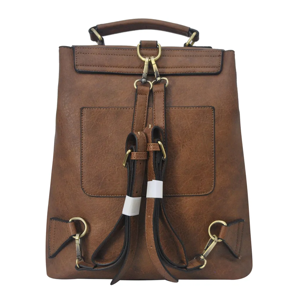 !SALE! Brown Faux Leather NGIL Utility Backpack