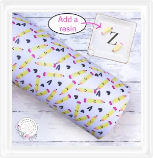 SALE ⋅ School Pencils ⋅ Vegan Faux Leather & Matching Resin Embellishments ⋅