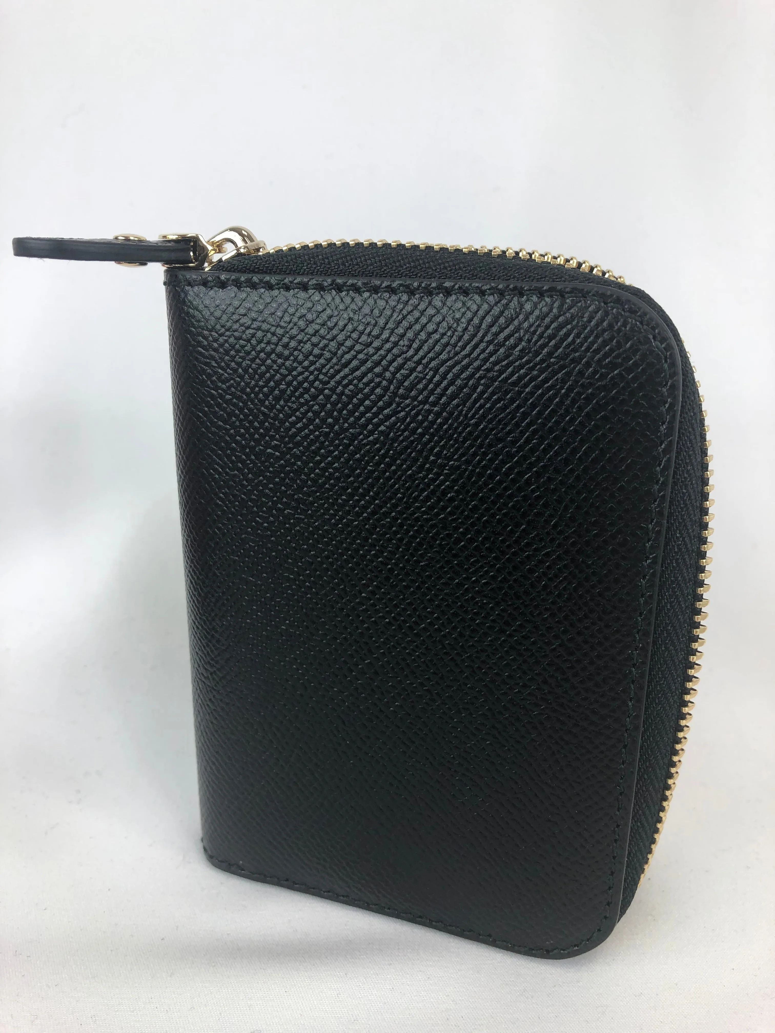 Salvatore Ferragamo Cross Grain Zip Around Wallet in Black