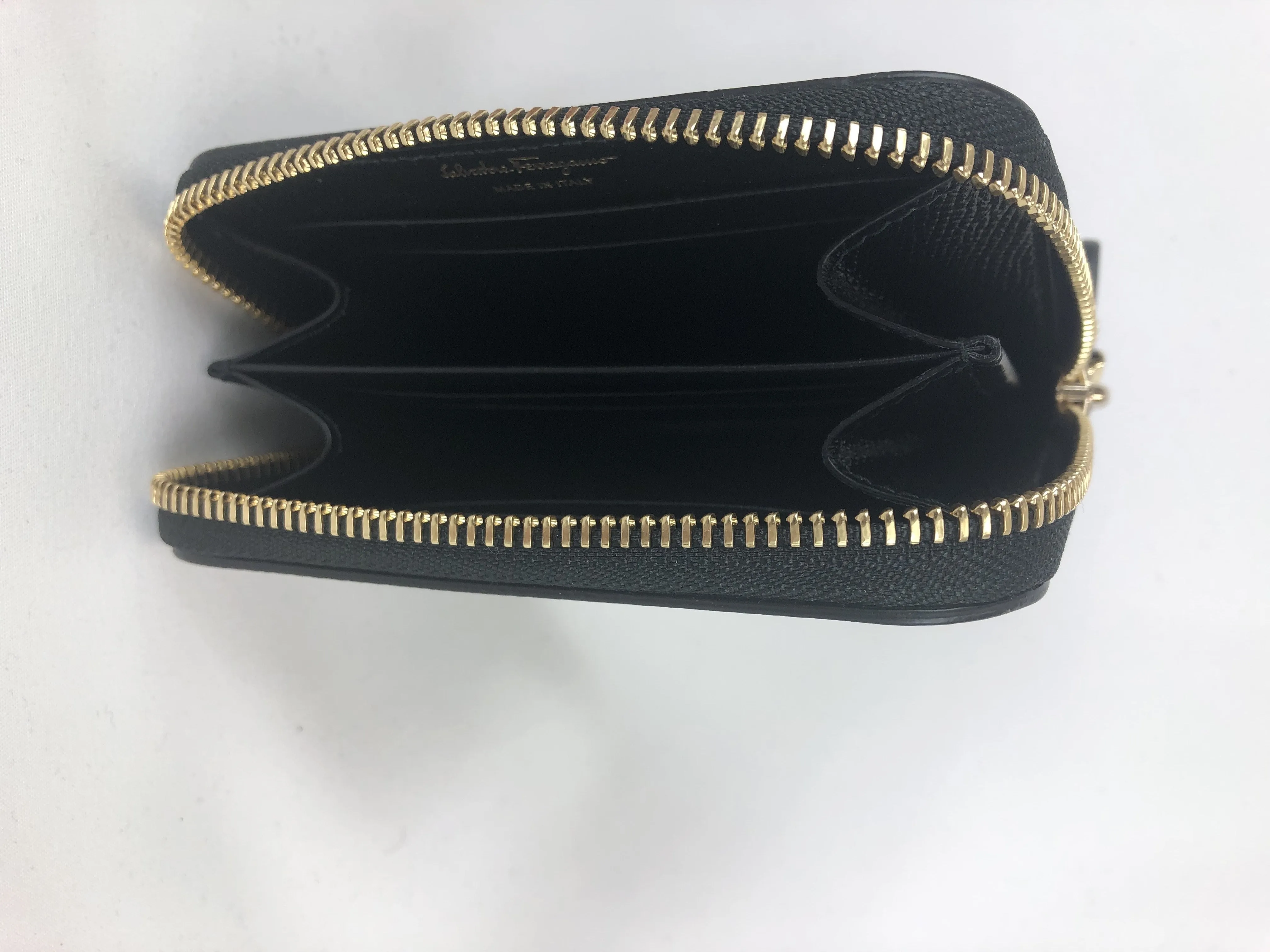 Salvatore Ferragamo Cross Grain Zip Around Wallet in Black