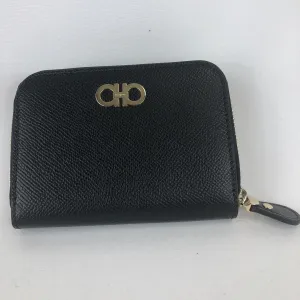 Salvatore Ferragamo Cross Grain Zip Around Wallet in Black