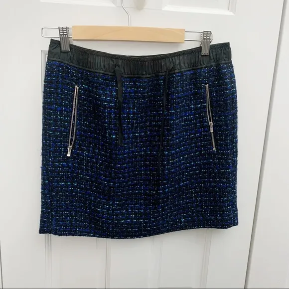 Sandro Tweed Skirt with Drawstring Waistband