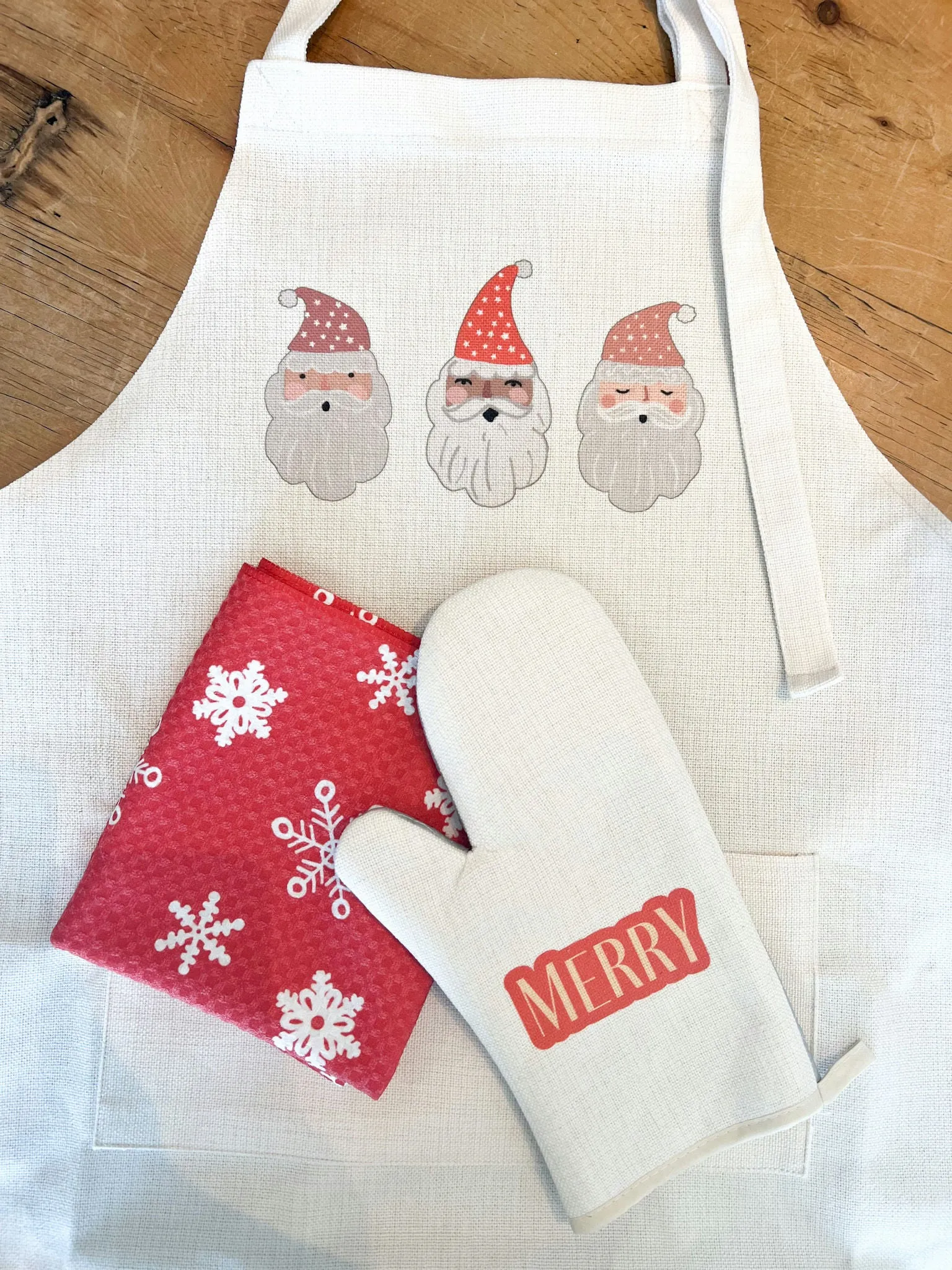 Santa Holiday Apron, Chefs Gift, Housewarming Gift, Mother's Day Gift, Christmas Gift