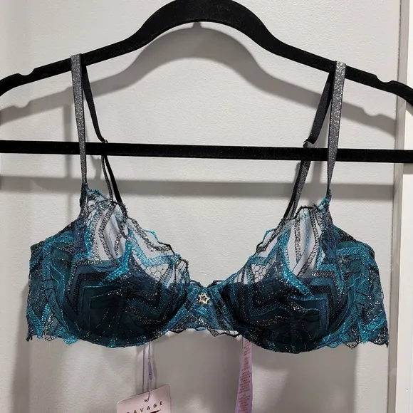 Savage X Fenty Shining Star Embroidered Half Cup Plunge Bra