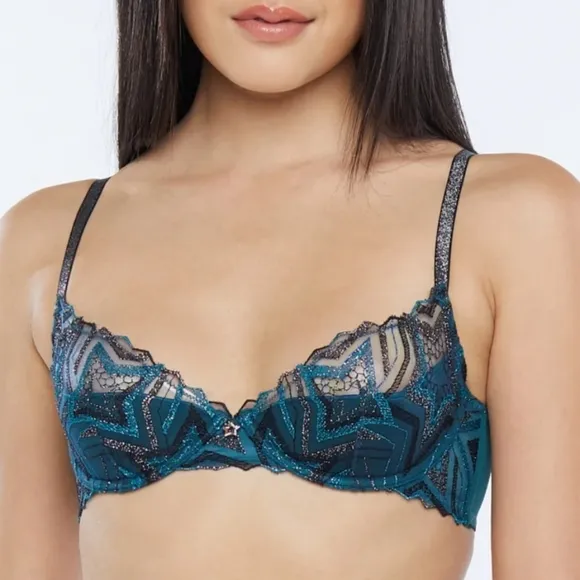Savage X Fenty Shining Star Embroidered Half Cup Plunge Bra