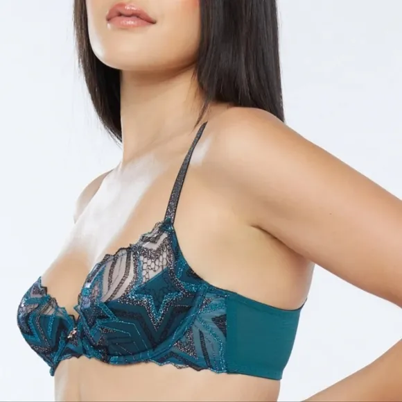 Savage X Fenty Shining Star Embroidered Half Cup Plunge Bra