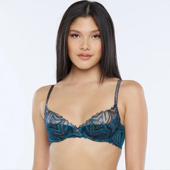 Savage X Fenty Shining Star Embroidered Half Cup Plunge Bra