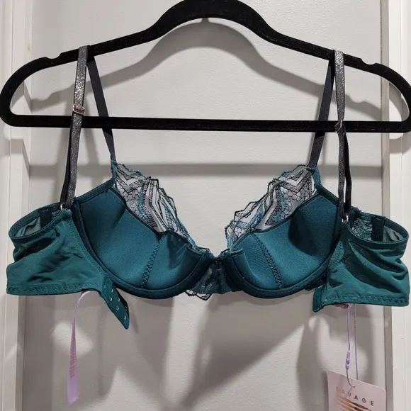 Savage X Fenty Shining Star Embroidered Half Cup Plunge Bra