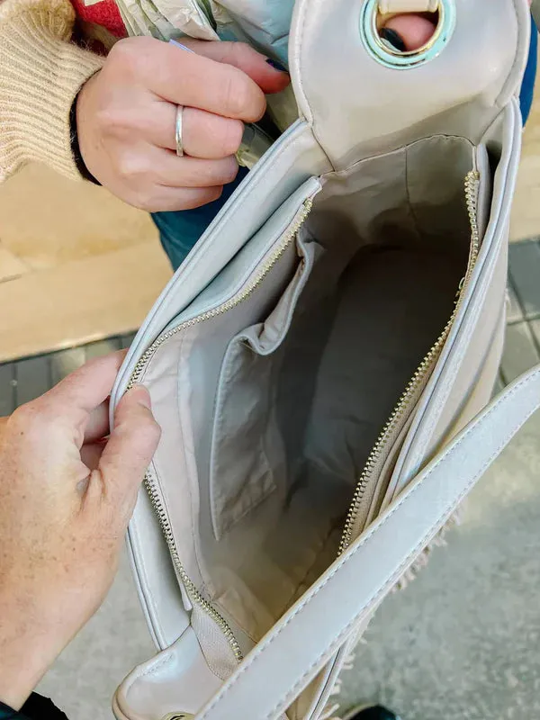 SAWYER LEATHER BAG WITH FRINGE-CAMEL