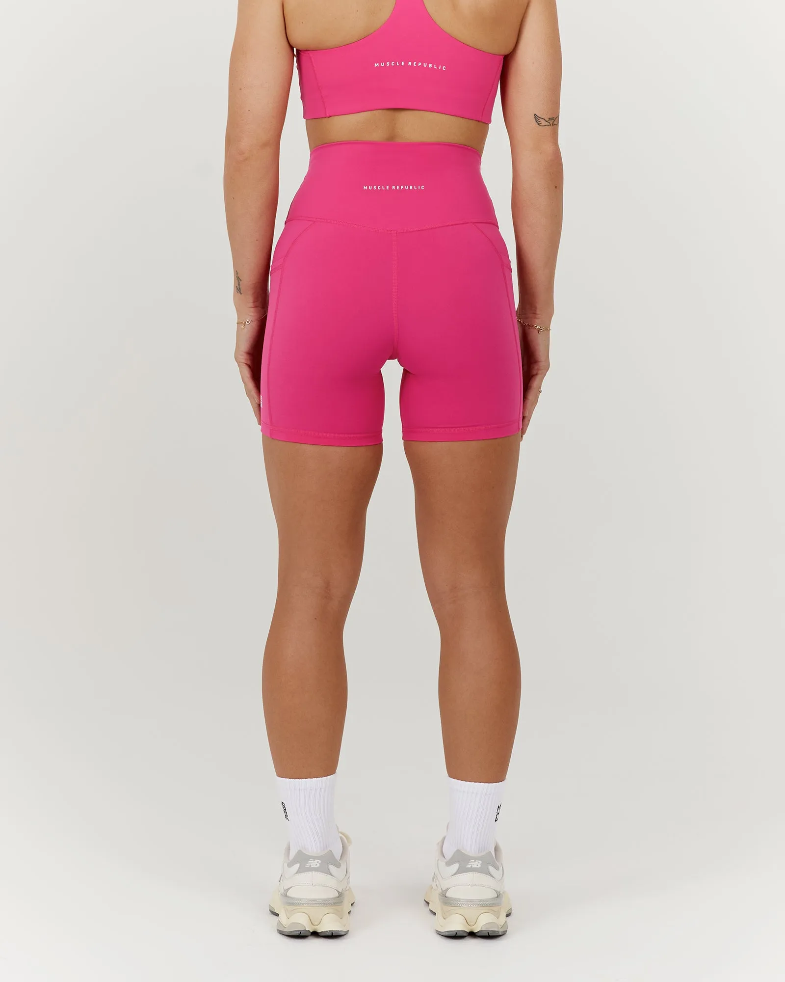 SCULPT POCKET BIKER SHORTS - DRAGONFRUIT