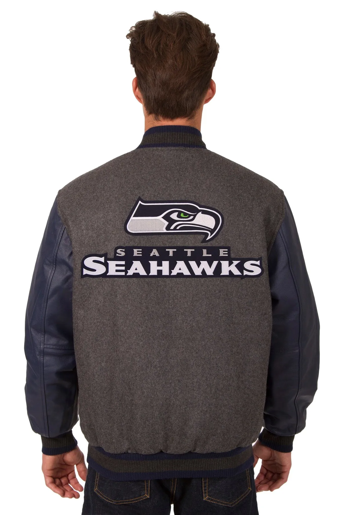 Seattle Seahawks Reversible Wool and Leather Jacket