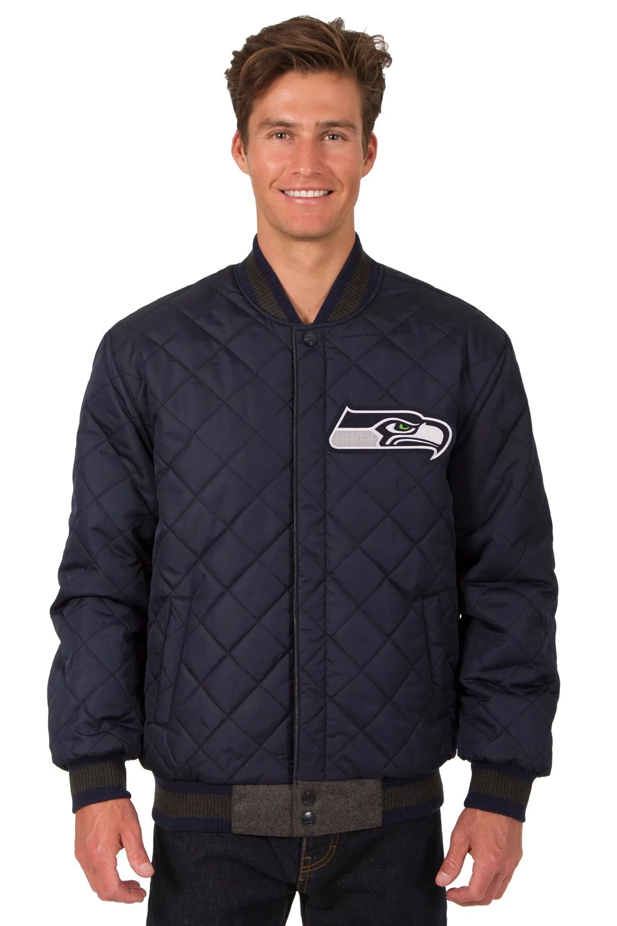 Seattle Seahawks Reversible Wool and Leather Jacket