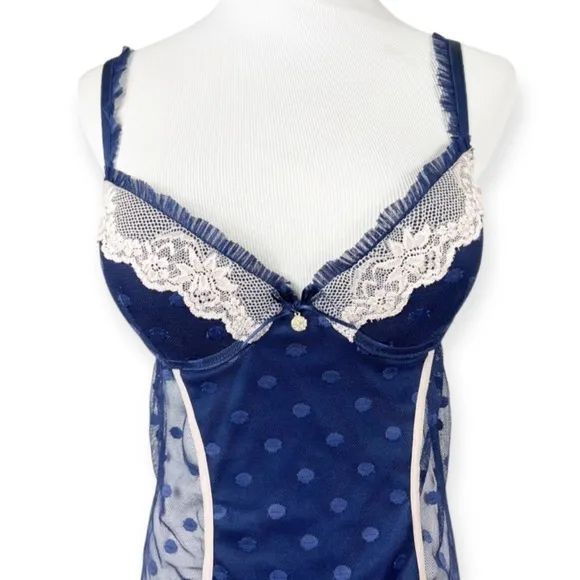 SEDUCTIVEWEAR by Cinema Etoile Mesh Lace Polka Dot Babydoll Nightie Underwire M