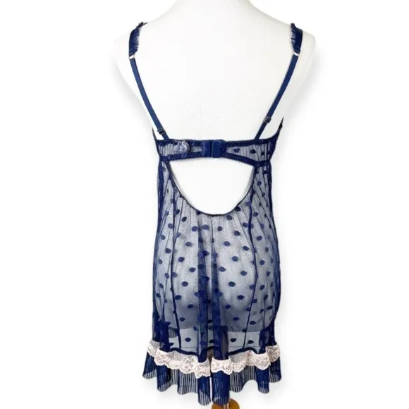 SEDUCTIVEWEAR by Cinema Etoile Mesh Lace Polka Dot Babydoll Nightie Underwire M