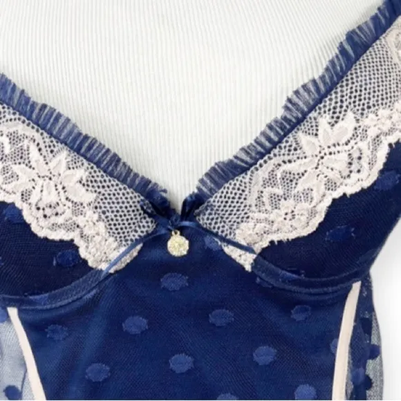 SEDUCTIVEWEAR by Cinema Etoile Mesh Lace Polka Dot Babydoll Nightie Underwire M