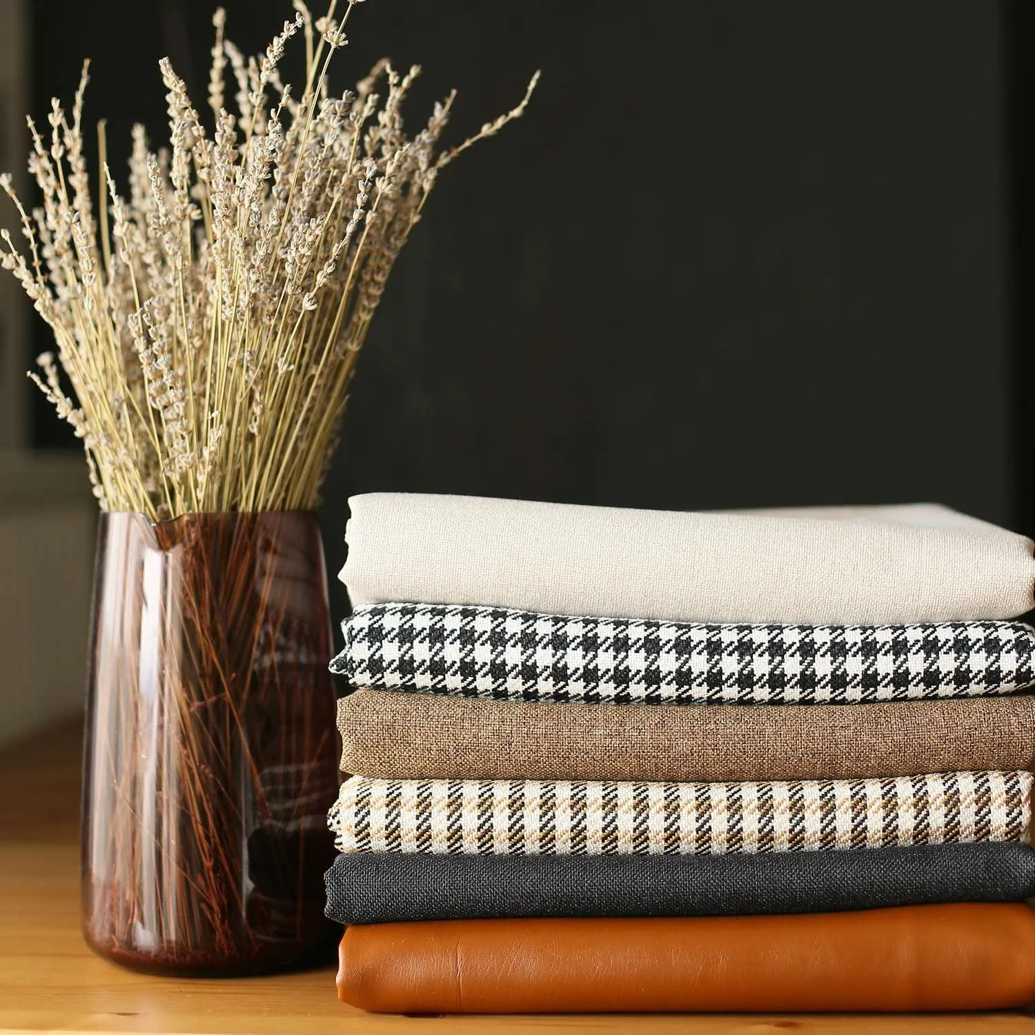 Set of 4 Black and Brown Faux Leather Pillow Covers