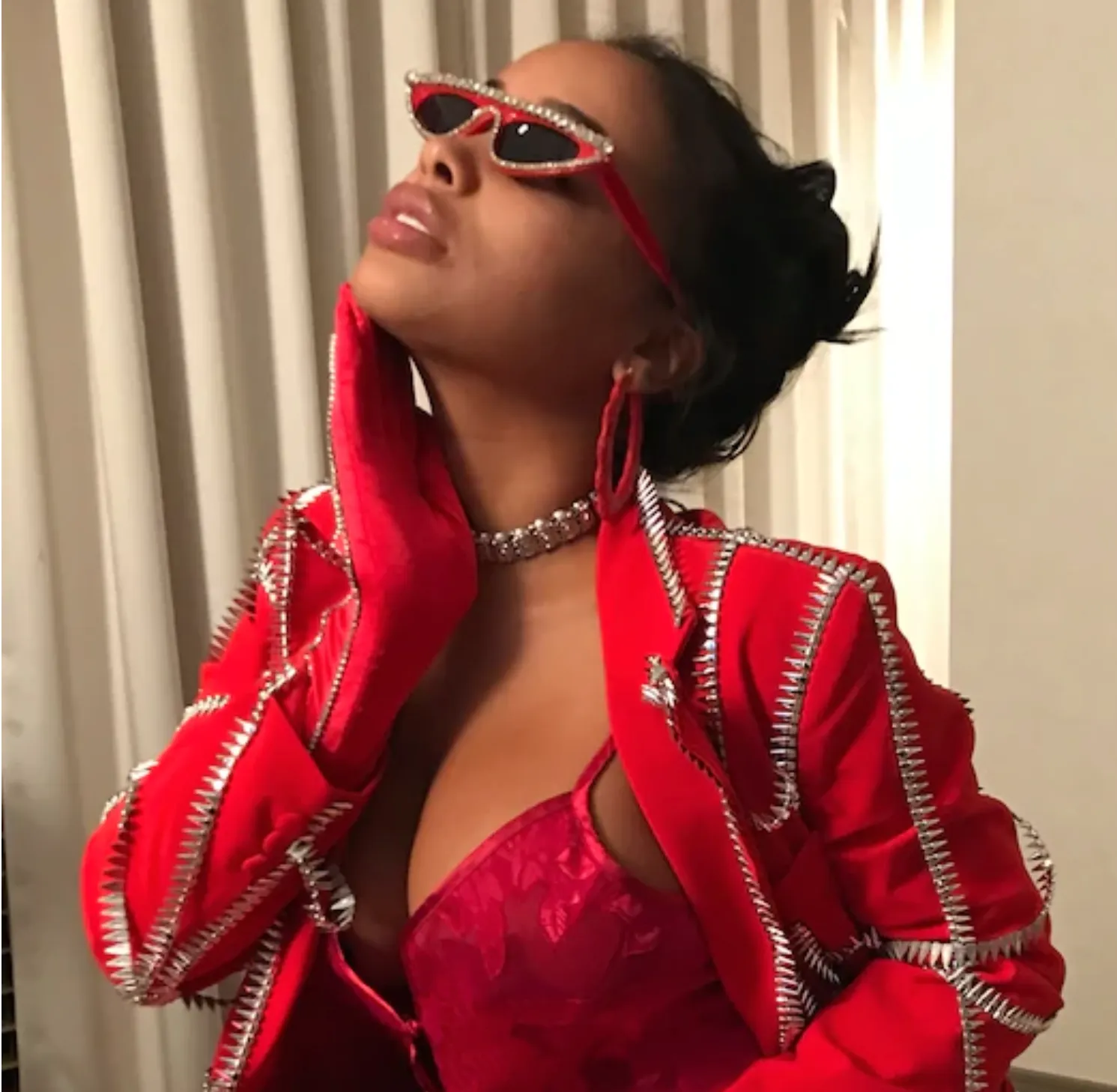 Seville Michelle Red Leather Heart Bamboo Hoops