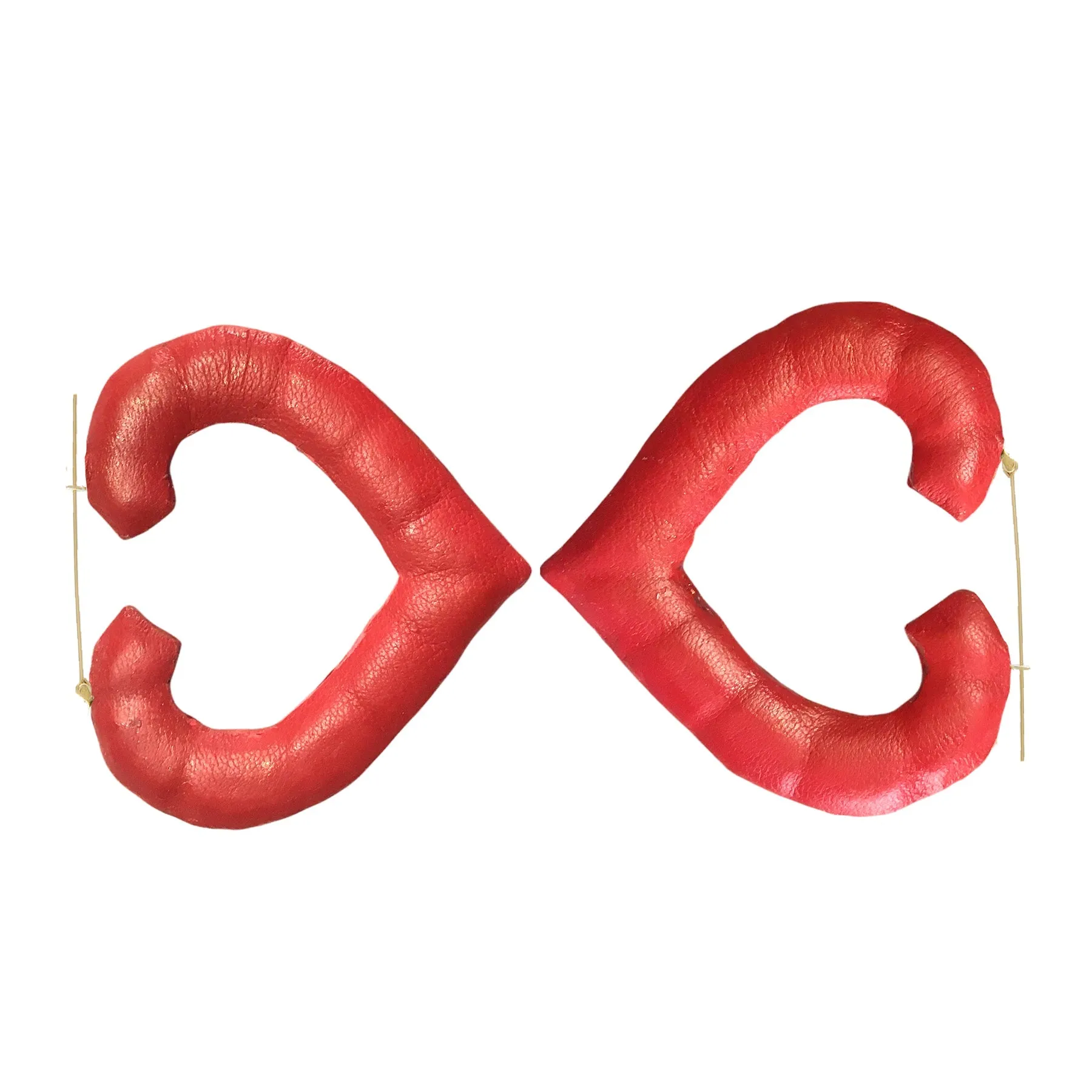 Seville Michelle Red Leather Heart Bamboo Hoops