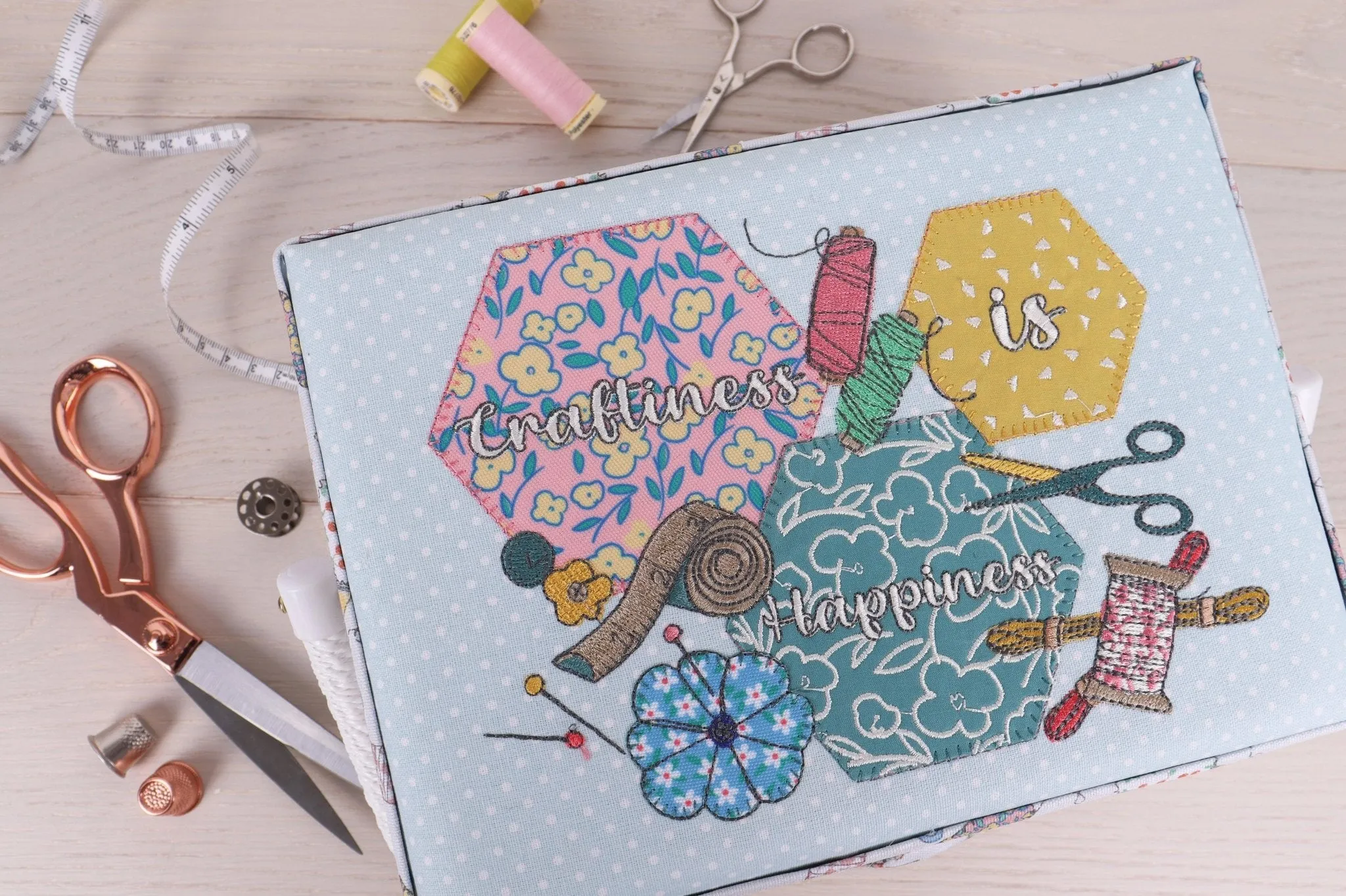 Sewing Box | Hobby Gift | Embroidered Happydashery | Craftiness Is Happiness
