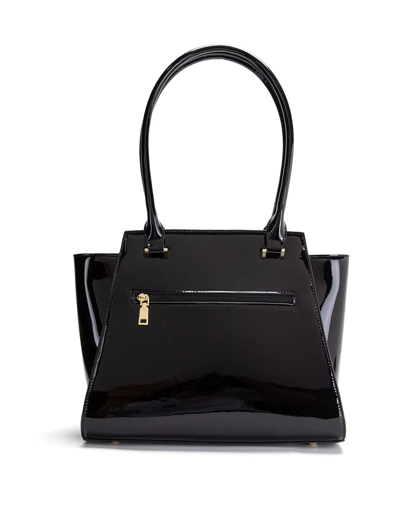 SHIMMER VEGAN PATENT BAG- XB-2412-GLD/BLK-SALE