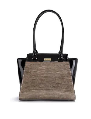 SHIMMER VEGAN PATENT BAG- XB-2412-GLD/BLK-SALE