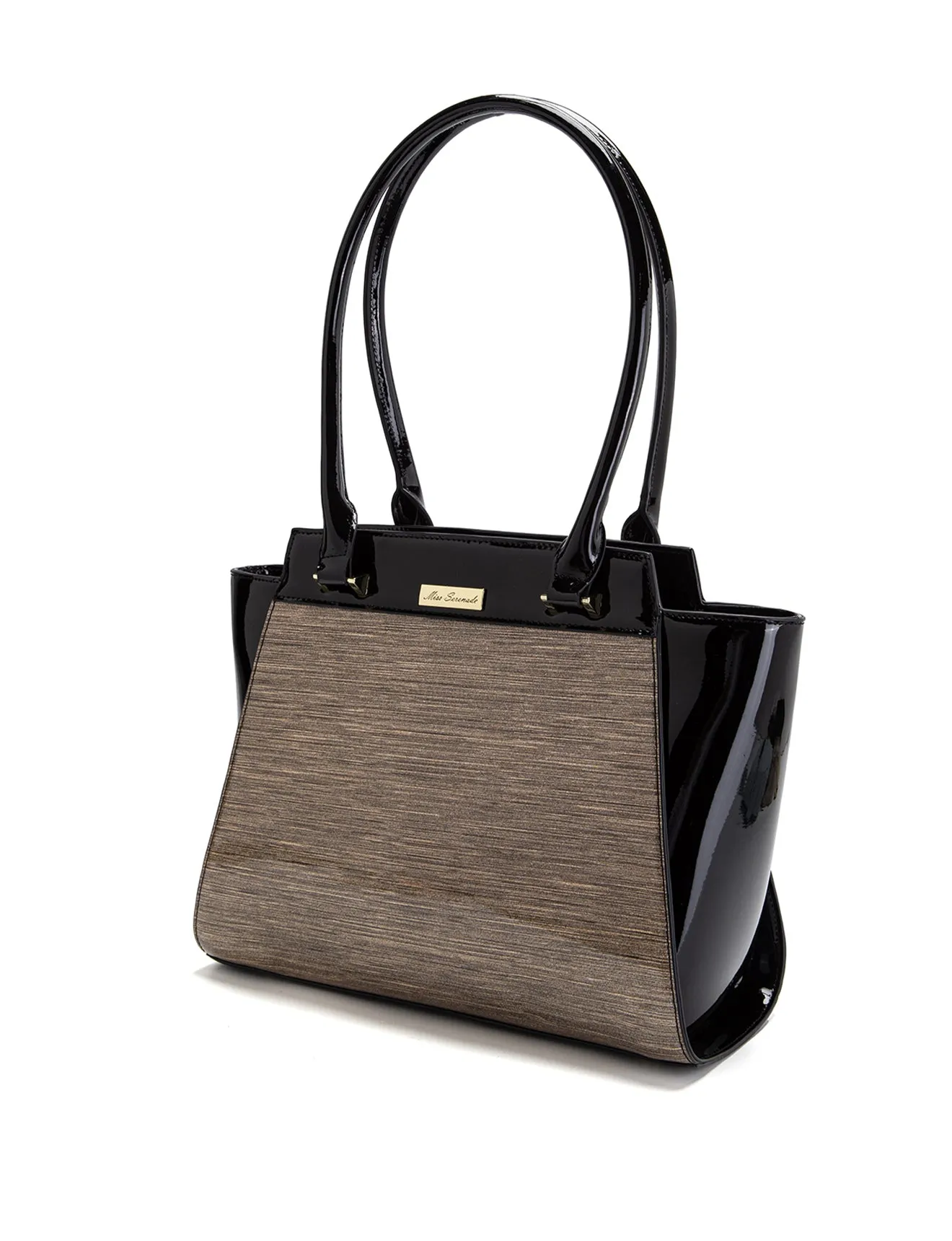 SHIMMER VEGAN PATENT BAG- XB-2412-GLD/BLK-SALE