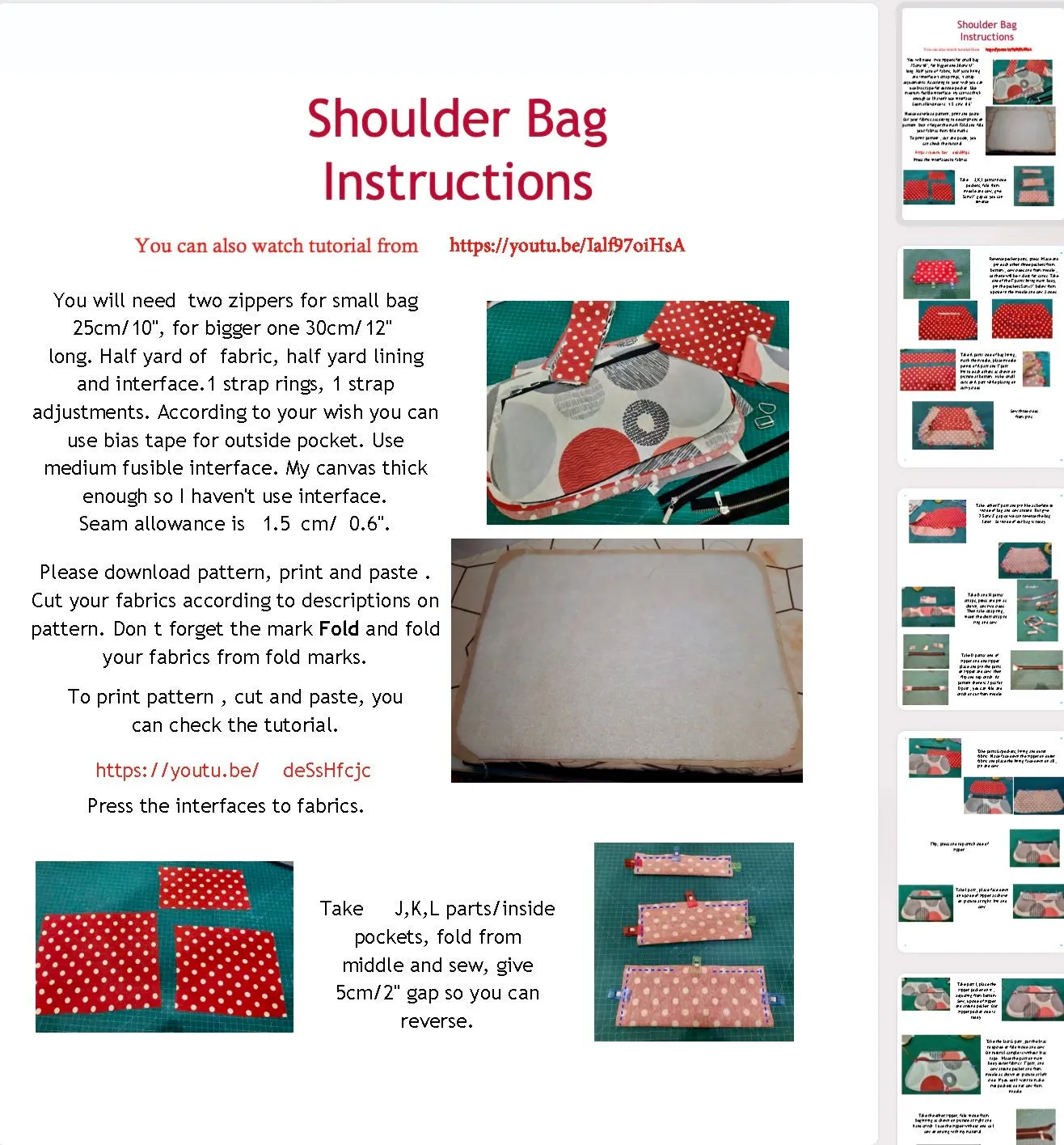 Shoulder Bag PDF Pattern/ 2 different sizes