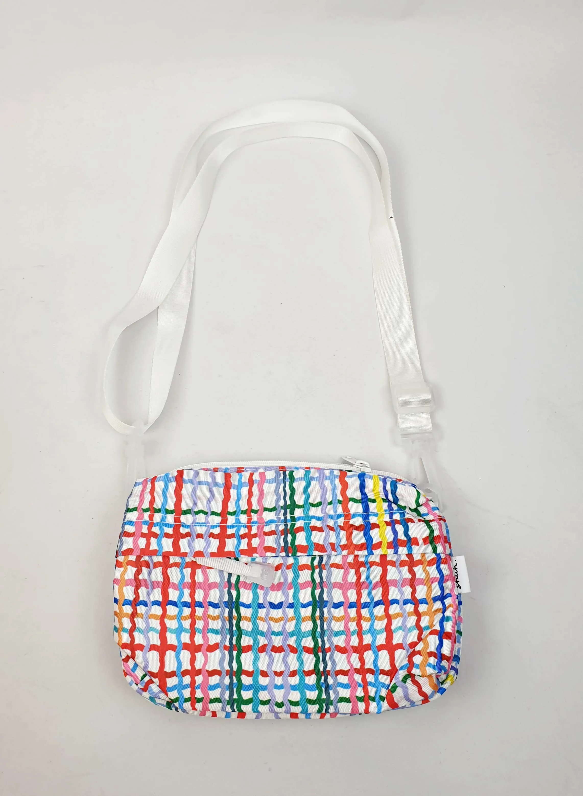 Shuh colourful squiggly check print cross body bag