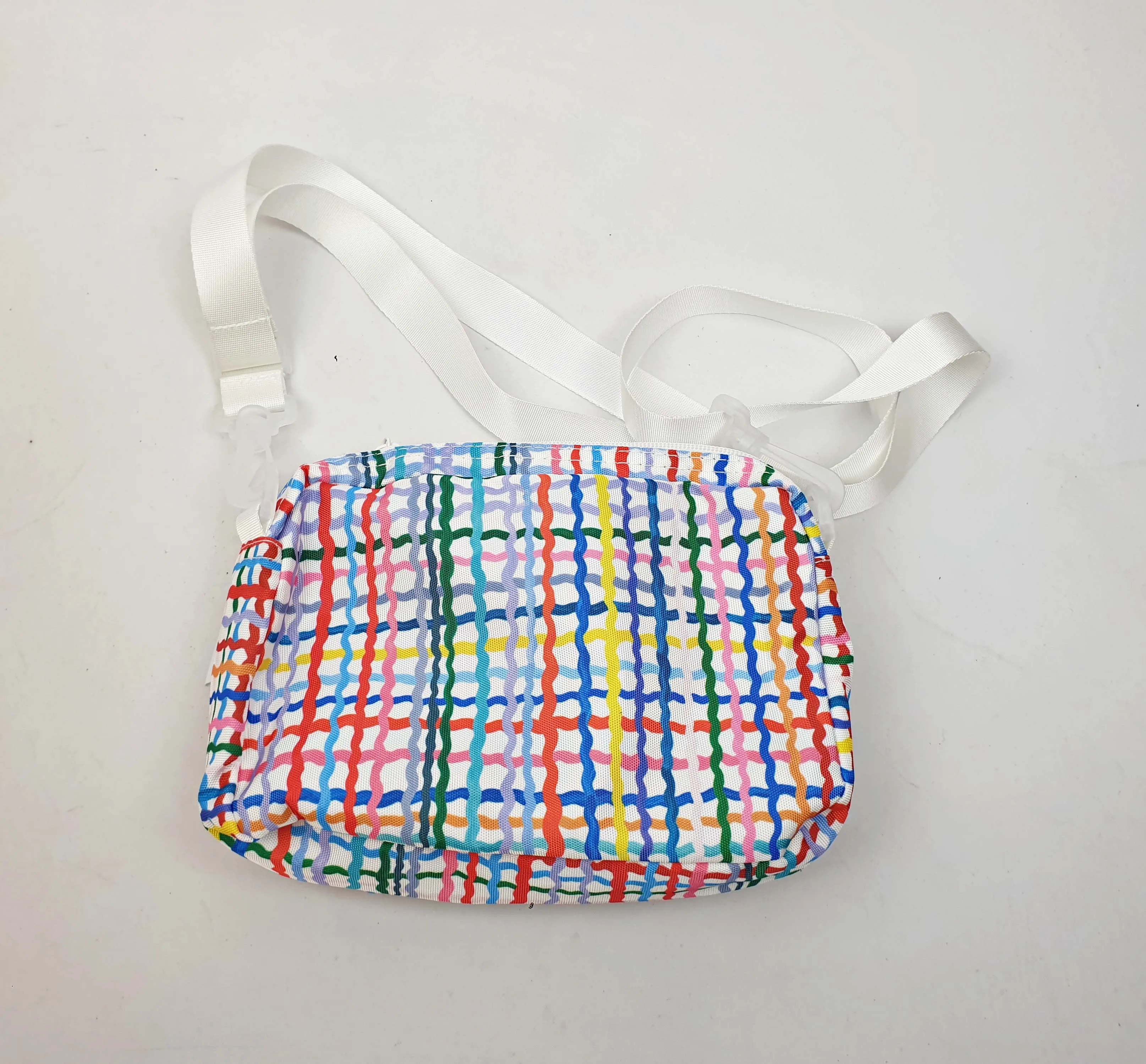 Shuh colourful squiggly check print cross body bag