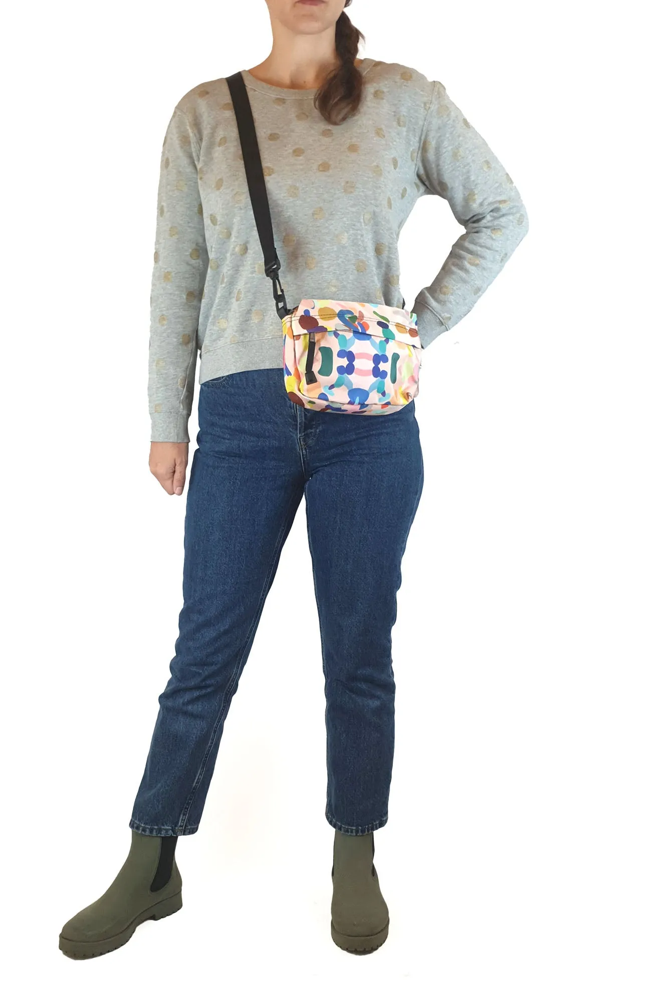 Shuh pink print cross body bag